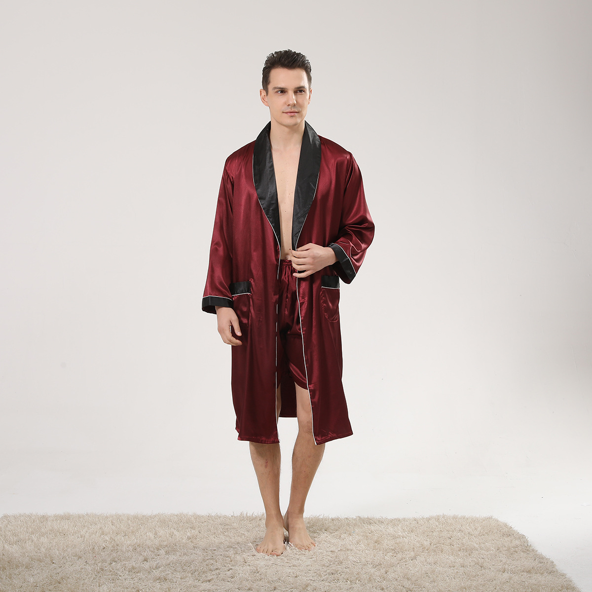 الربيع الأسود شال طوق الأحمر ا - مراجعة Men'S Kimono Accessories وسعره